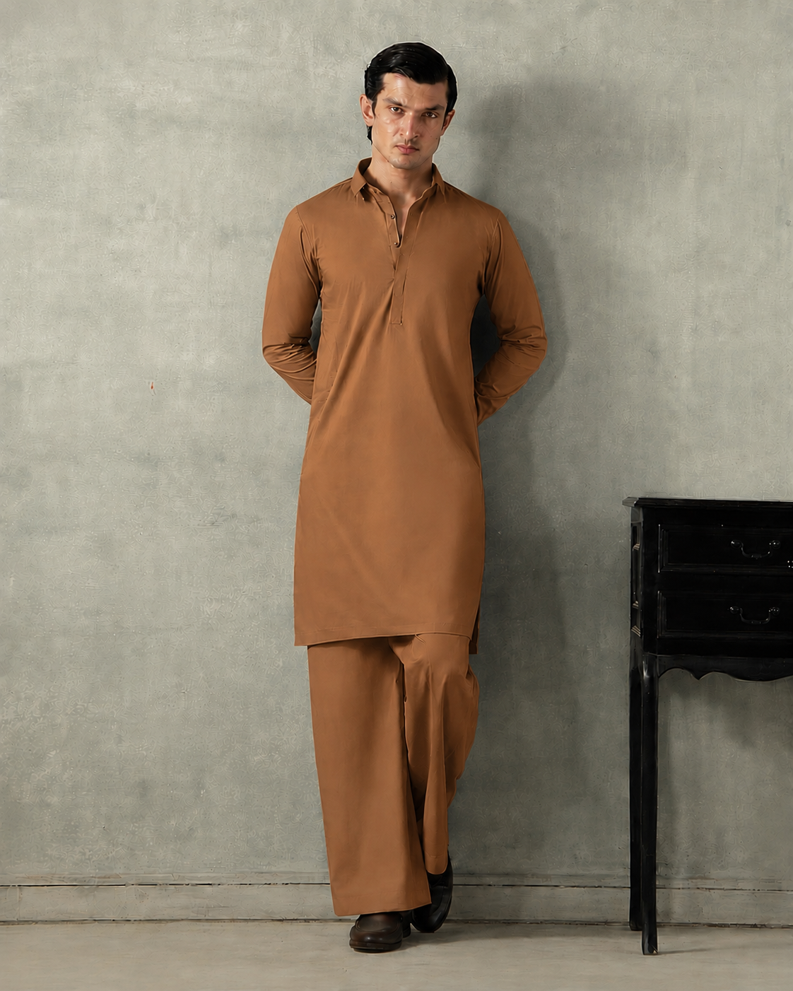 Premium Tobacco Unstitched Suit |Wash & Wear