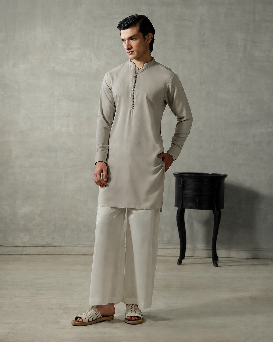 Premium Silver Grey Unstitched Suit |Wash & Wear