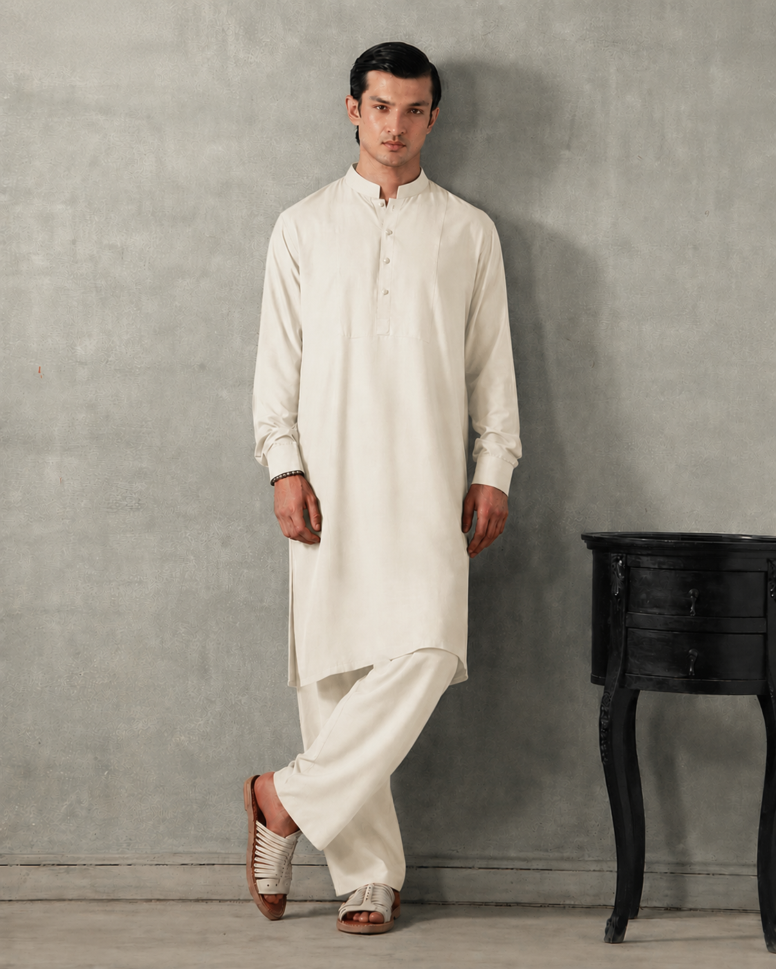 Premium Cream Unstitched Suit |Wash & Wear