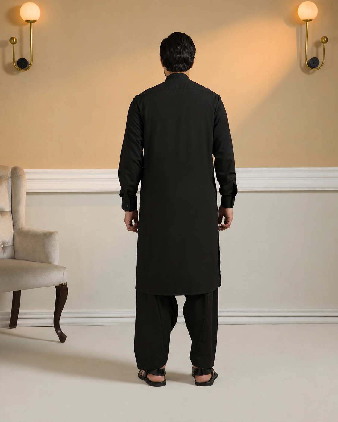 Premium Black Unstitched Suit |Wash & Wear